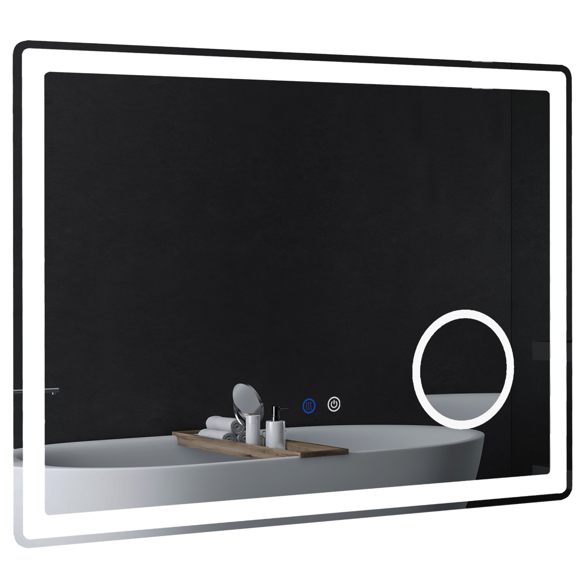 LED-vannitoa peegel 3x suurendusega, puutetundliku funktsiooniga, mälufunktsiooniga, uduvastane, 80 x 60 cm