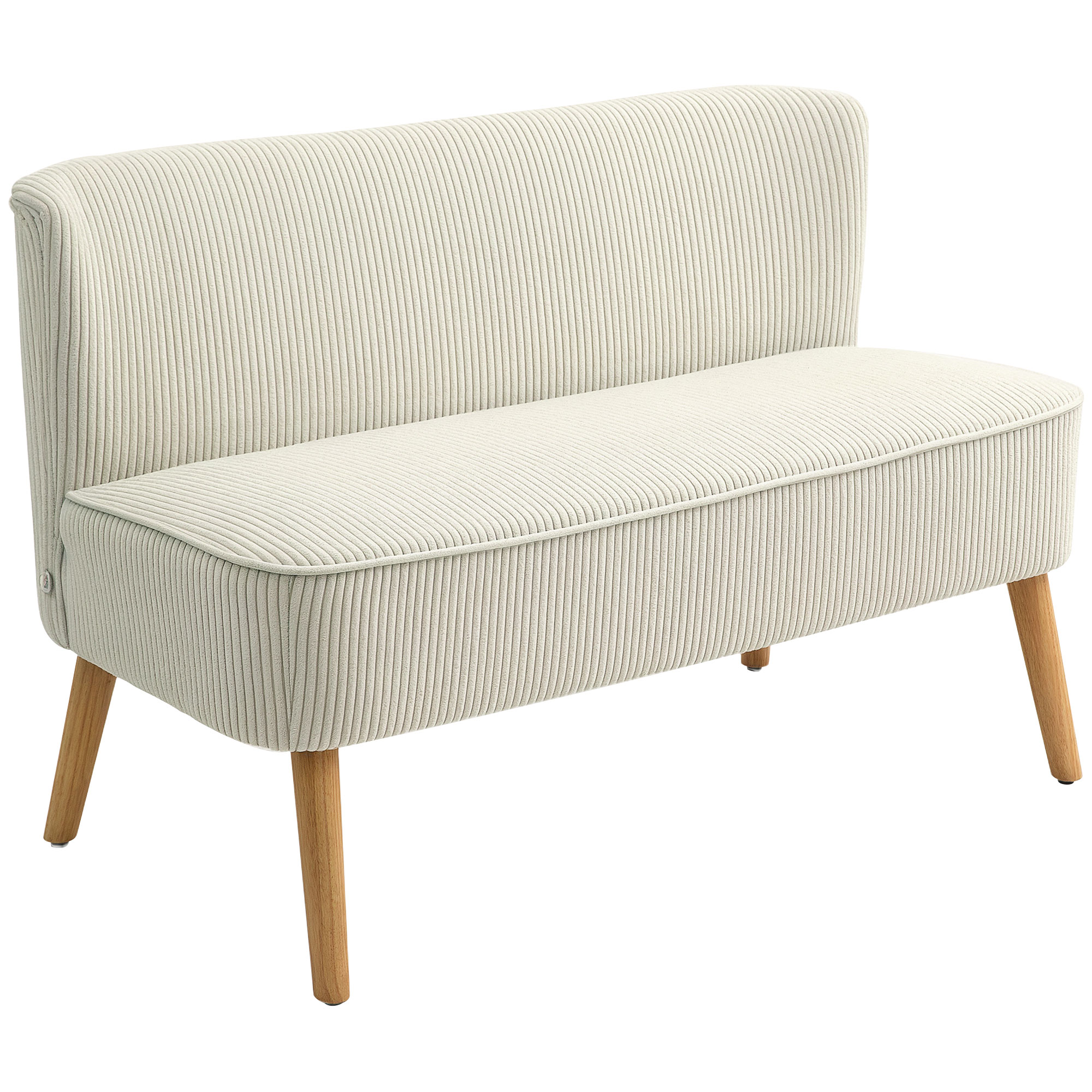 HOMCOM 2-kohaline diivan, pehme polsterdus, kergesti hooldatav kate, kuni 150 kg kandevõime, 117 x 56,5 x 77 cm, kreemikasvalge