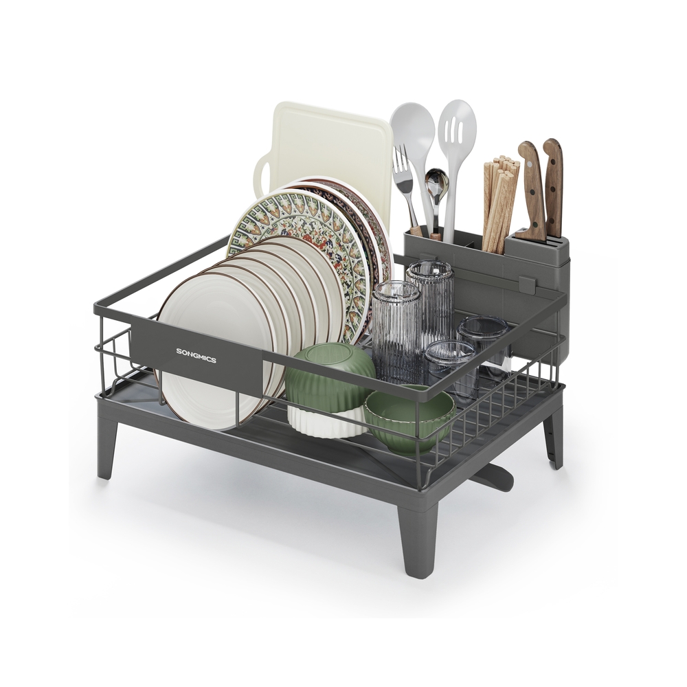 Pöörlev nõudepesuriiul tilgakogumisaluse ja söögiriistade hoidikuga, antratsiithall