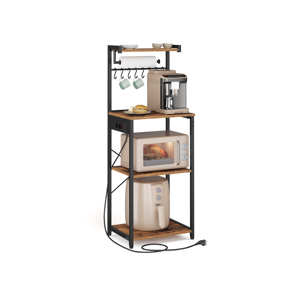 Mitmetasandiline köögiriiul pistikupesadega, vintage-pruun ja tindimust