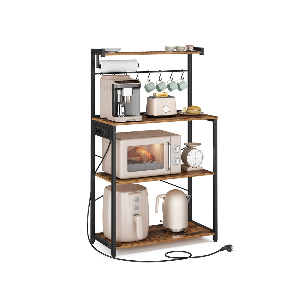 Kohvibaar 4 taseme ja 8 S-konksuga, vintage-pruuni tindiga must