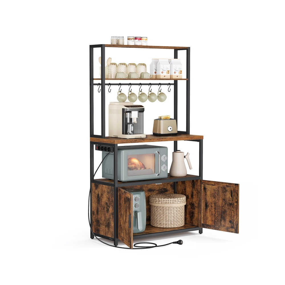 Köögiriiul pistikupesa ja 8 konksuga, vintage-pruuni tindiga must