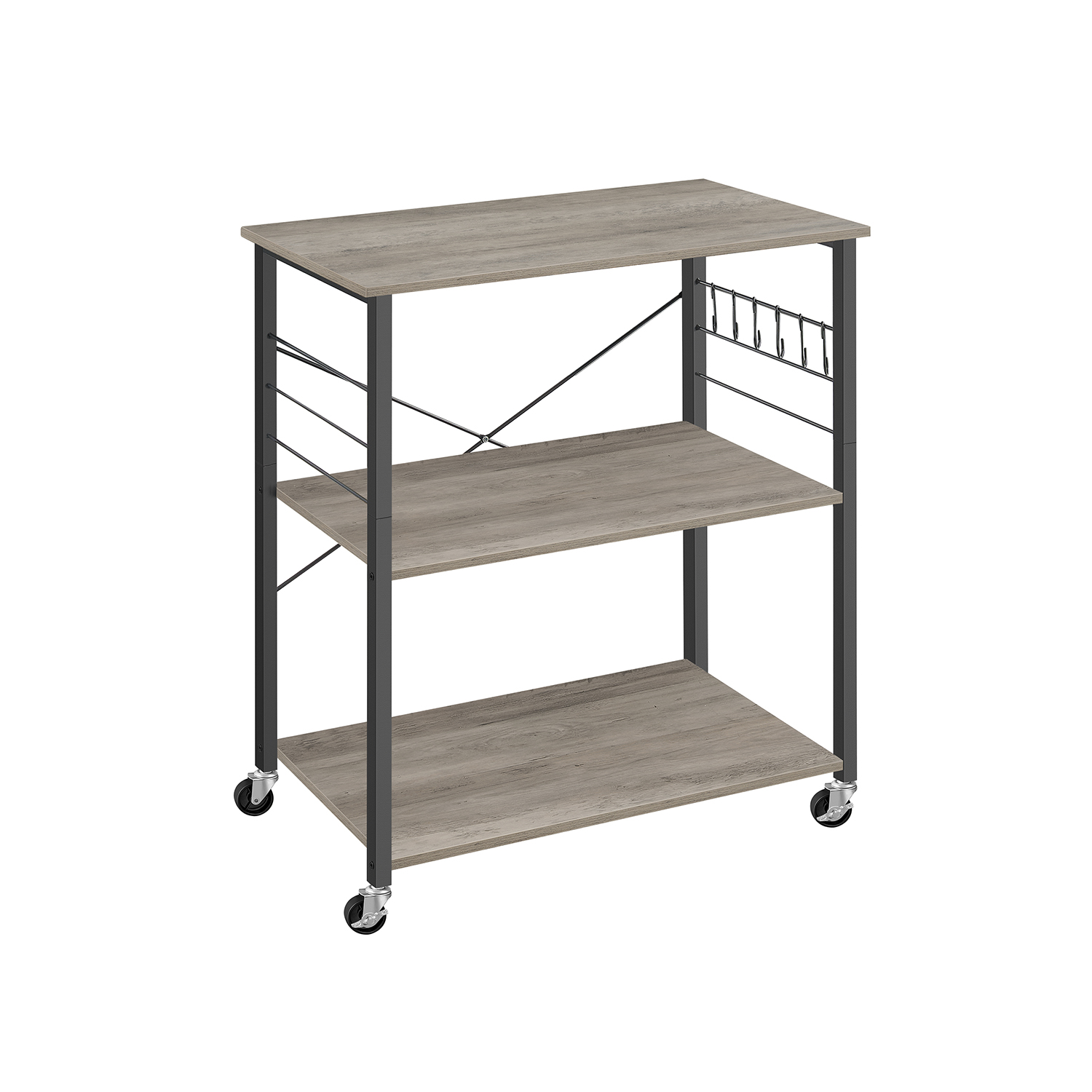 Köögiriiul 3 tasandit ratastel greige laiguline must