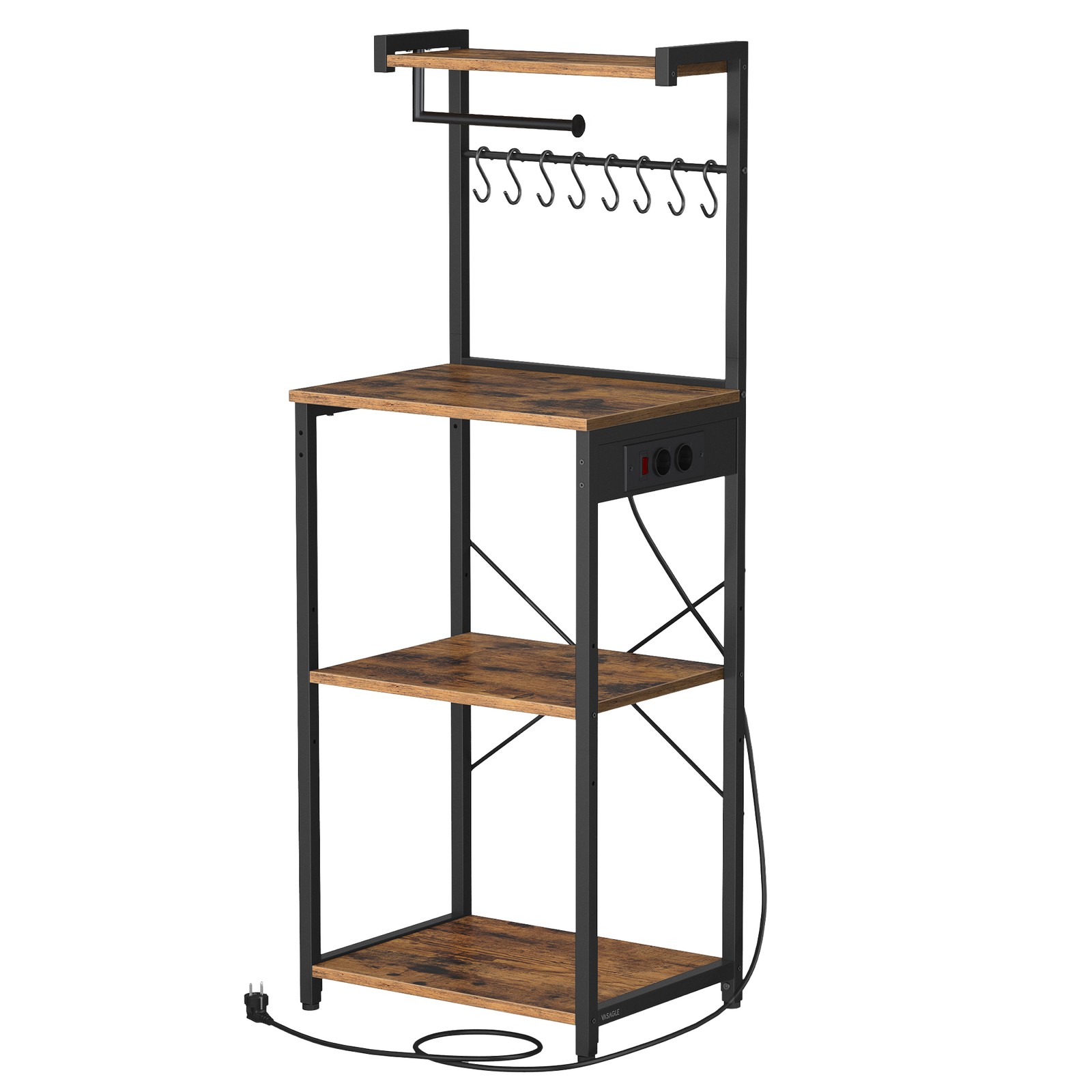 Eraldiseisev riiul 4 tasapinnaga, köögiriiul laadimisjaamaga, 8 konksu