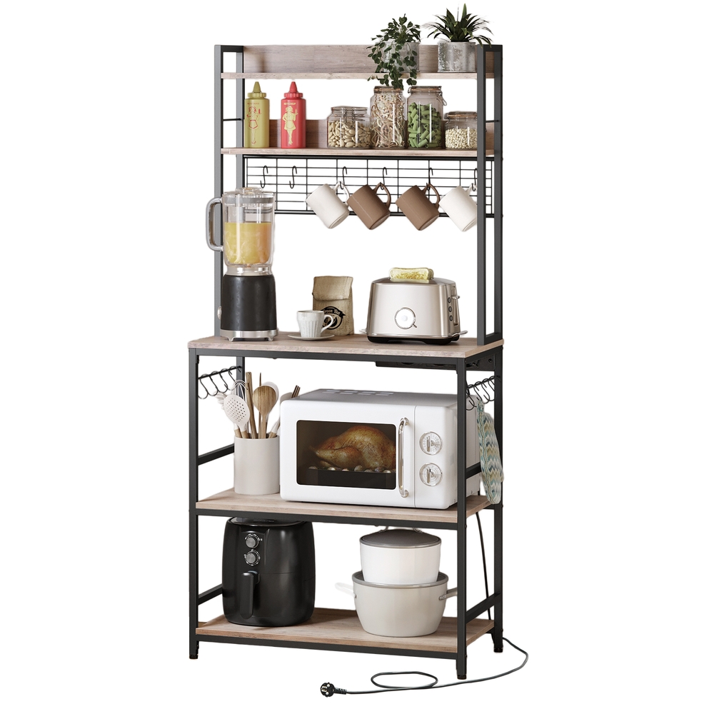 Köögiriiul, eraldiseisev riiul pistikupesadega, mikrolaineahju riiul