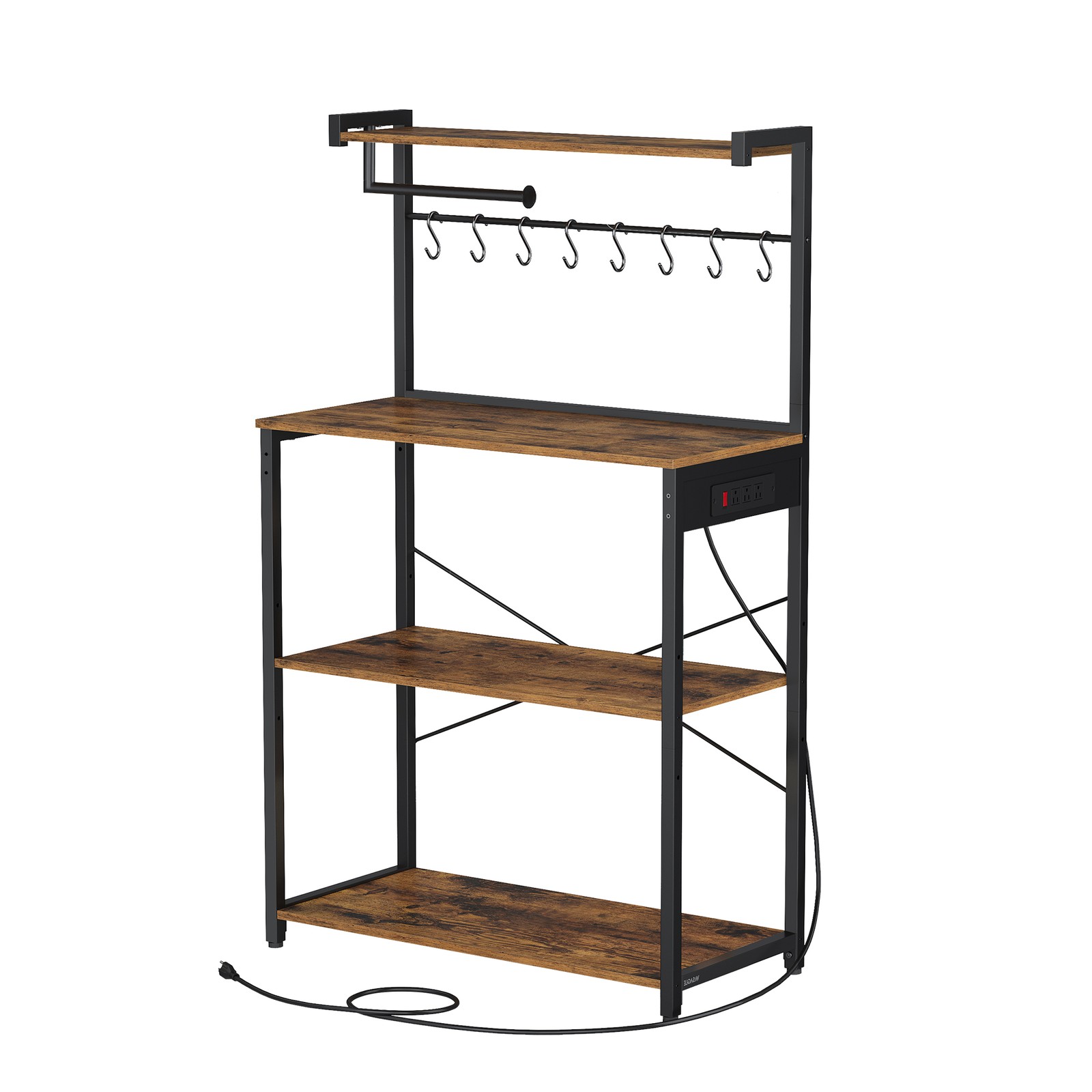 Eraldiseisev riiul 4 tasapinnaga, köögiriiul laadimisjaamaga, 8 konksu