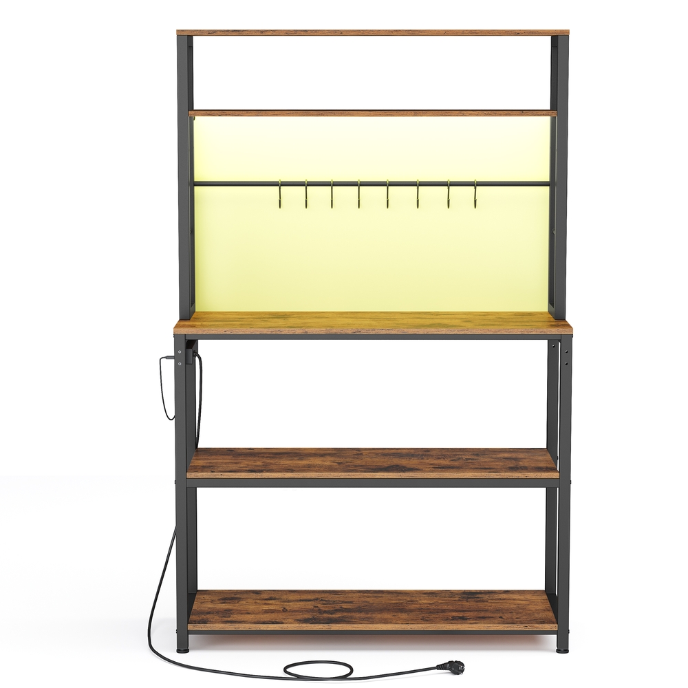 Köögiriiul LED-valgustusega, eraldiseisev riiul pistikupesadega, reguleeritavad riiulid