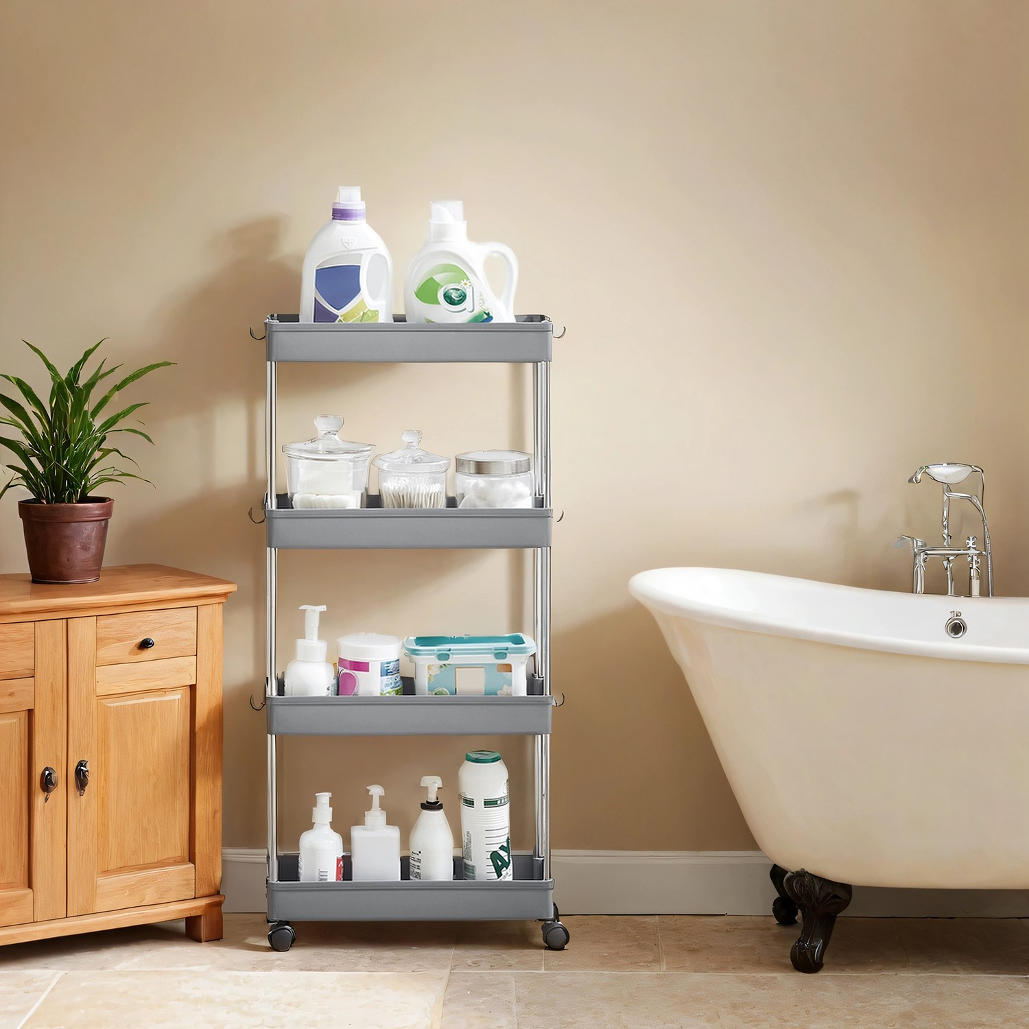 Riiulikäru, köögikäru 4 tasandiga, köögiriiul