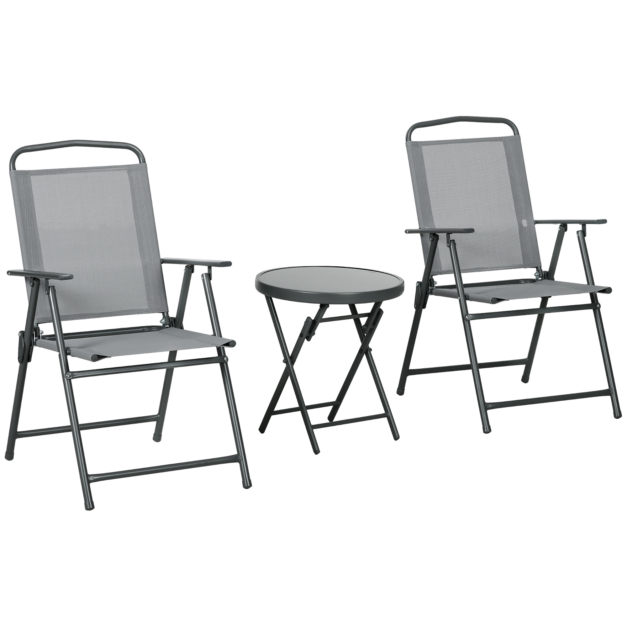 Aia-bistroo mööblikomplekt, kokkupandav bistroo komplekt, 53,5 cm x 64 cm x 93 cm, helehall