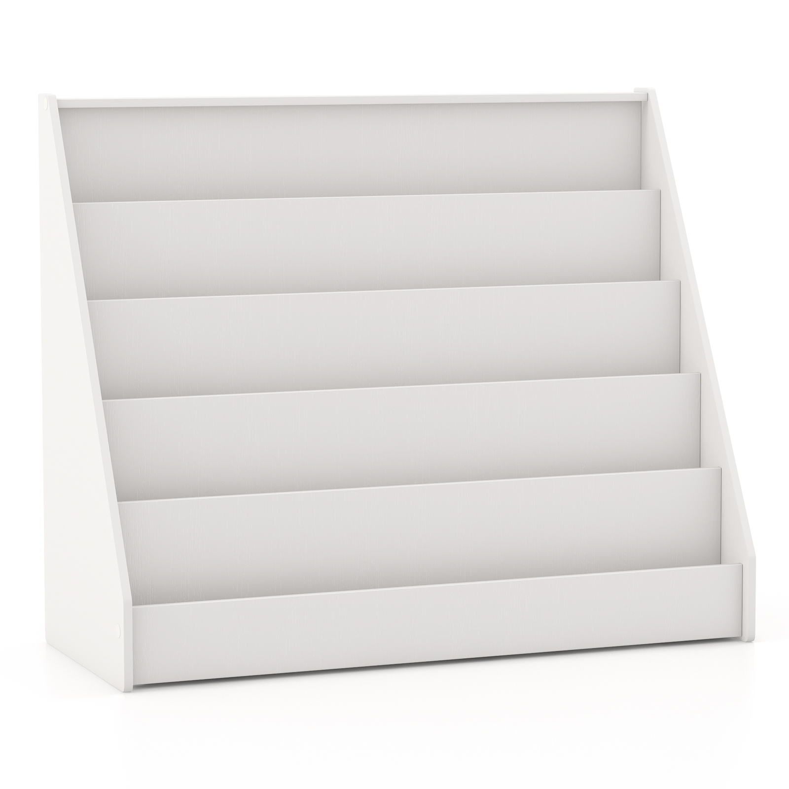 5-astmeline laste raamaturiiul ümberkukkumisvastaste seadmetega - valge