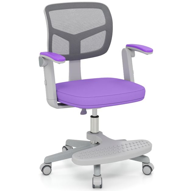 Kõrgus-reguleeritav ergonoomiline laste õppetool ja koolitool poistele ning tüdrukutele vanuses 3–10 aastat (41–52 cm), lilla