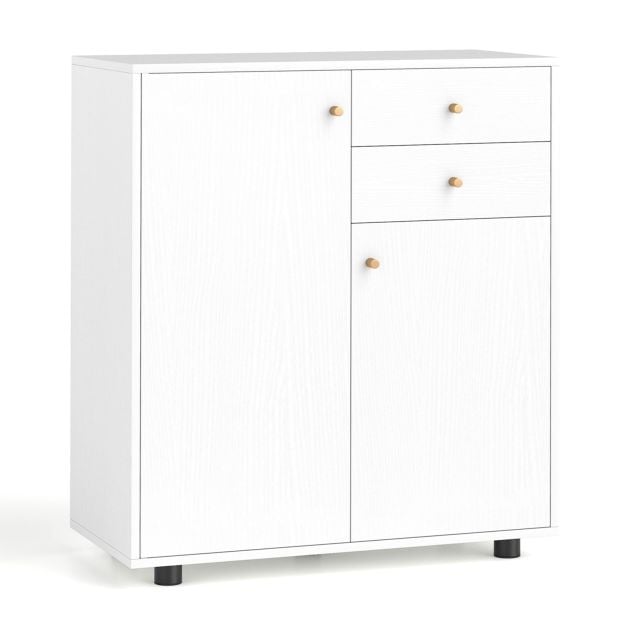 Köögikupi-puhvetkapp 2 sahtli, 2 ukse ja 3 reguleeritava riiuliga - valge