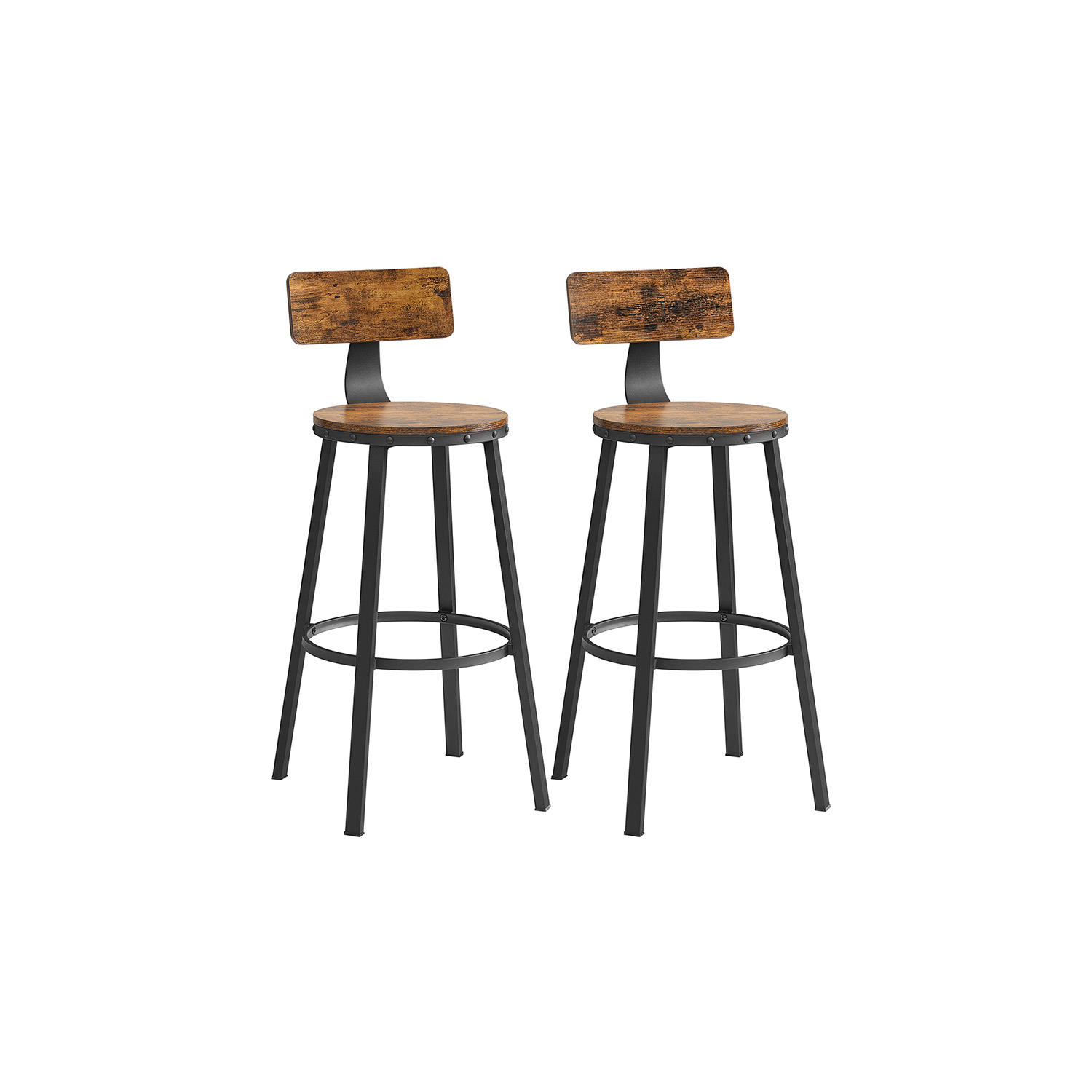 Baaripukid (2 tk komplekt), metallraamiga köögitoolid, istme kõrgus 73,2 cm, tööstuslik disain