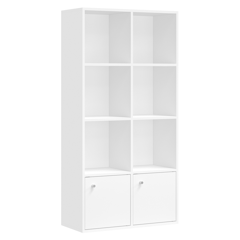 Raamaturiiul 4 riiuli ja 2 sektsiooniga, ustega, pilvevalge