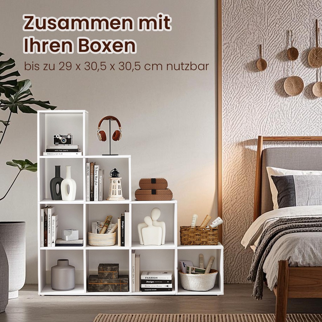 Raamaturiiul 10 riiuliga, avatud riiul, astmeriiul