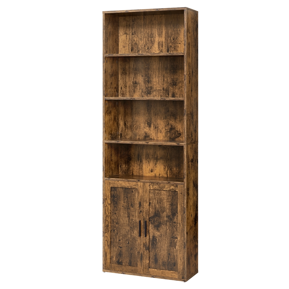 Raamaturiiul, 6-astmeline kõrge riiul, eraldiseisev riiul uste ja avatud sektsioonidega