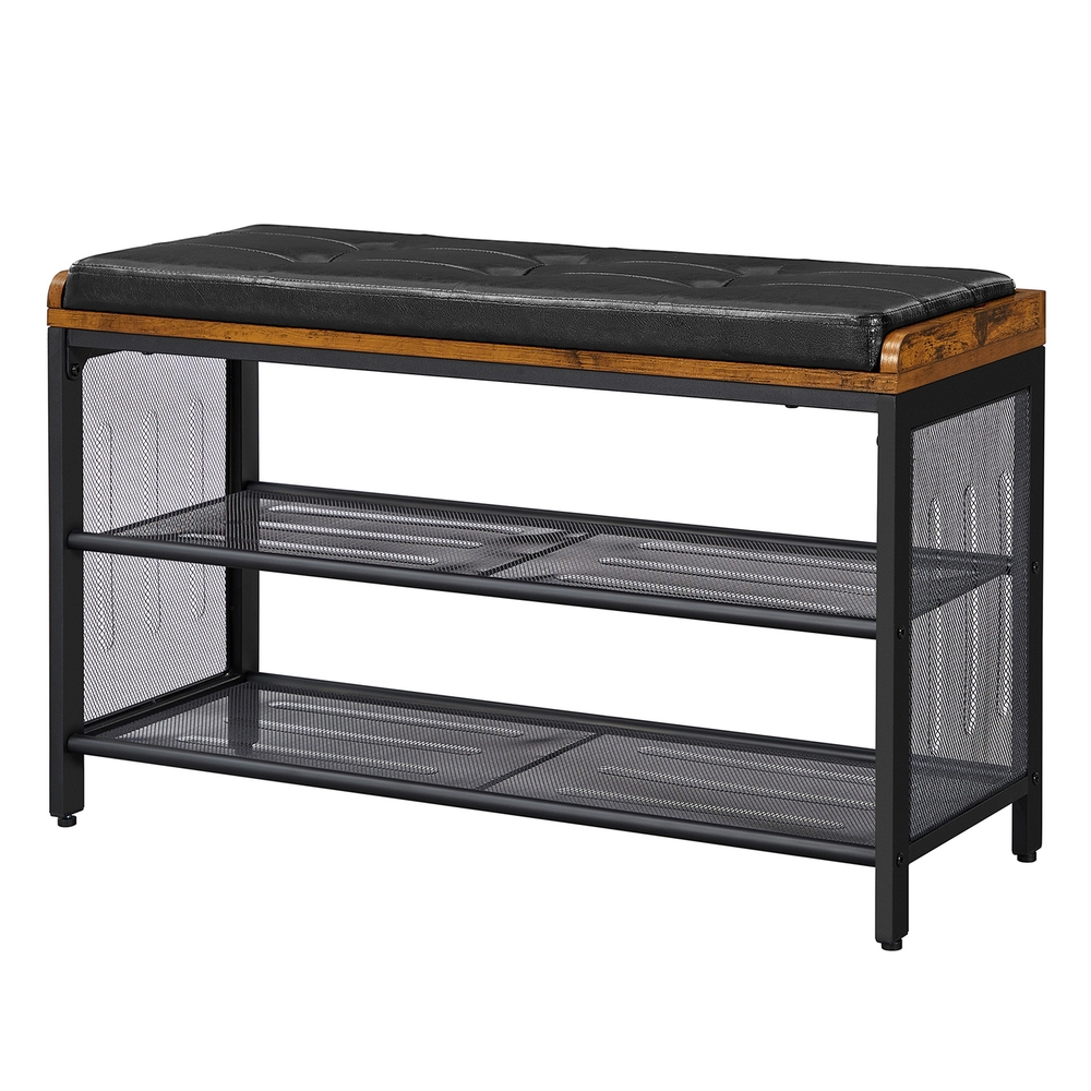 Jalanõupink, polsterdatud pink traatriiuliga, jalanõuriiul