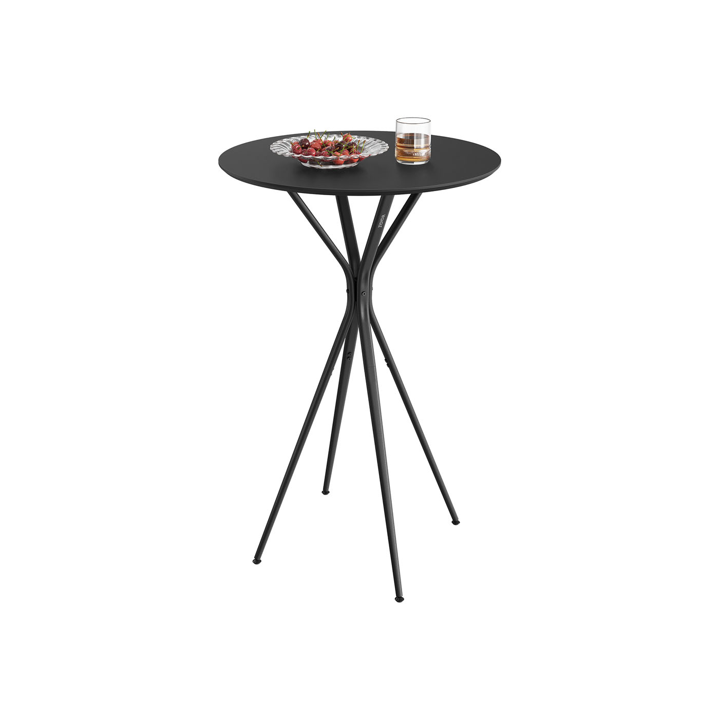 Metallraamiga baarilaud 60 x 60 x 105 cm tindimust-mattmust