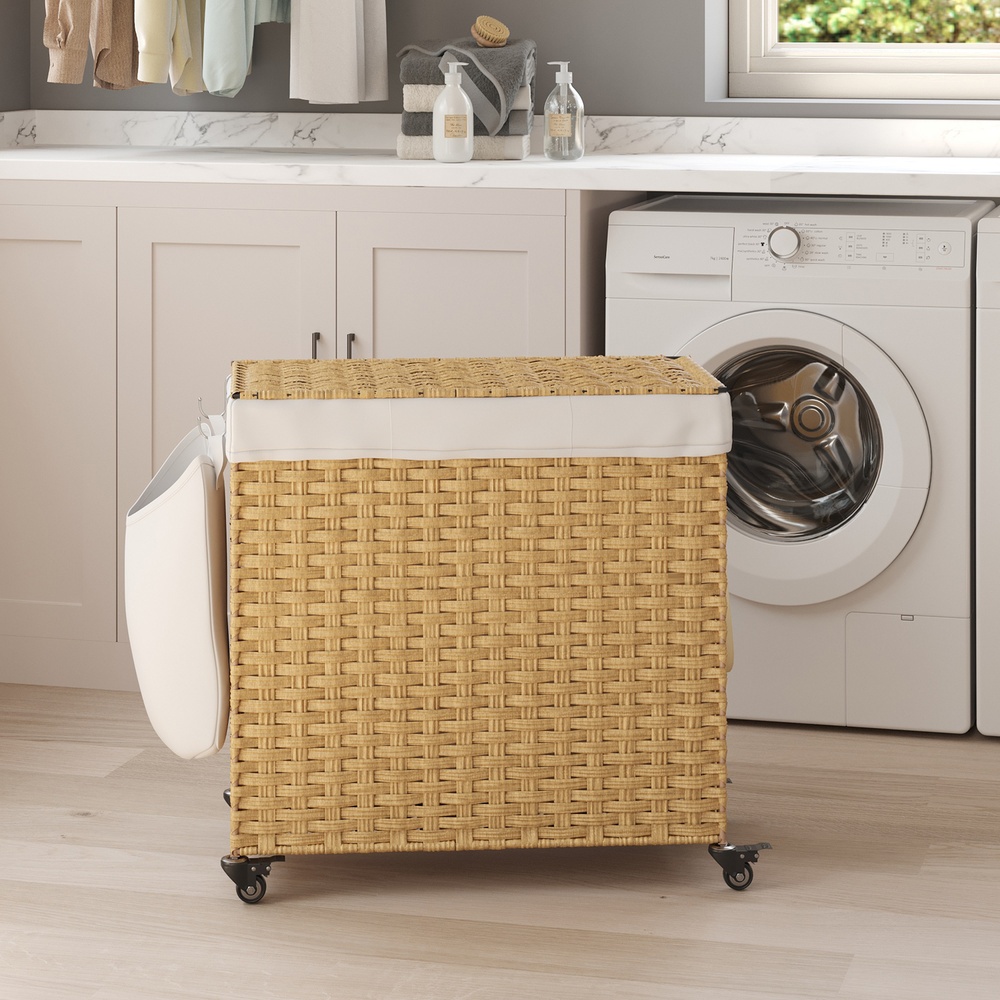 Pesukorv kaanega, 140 l, pesusorteerija ratastel