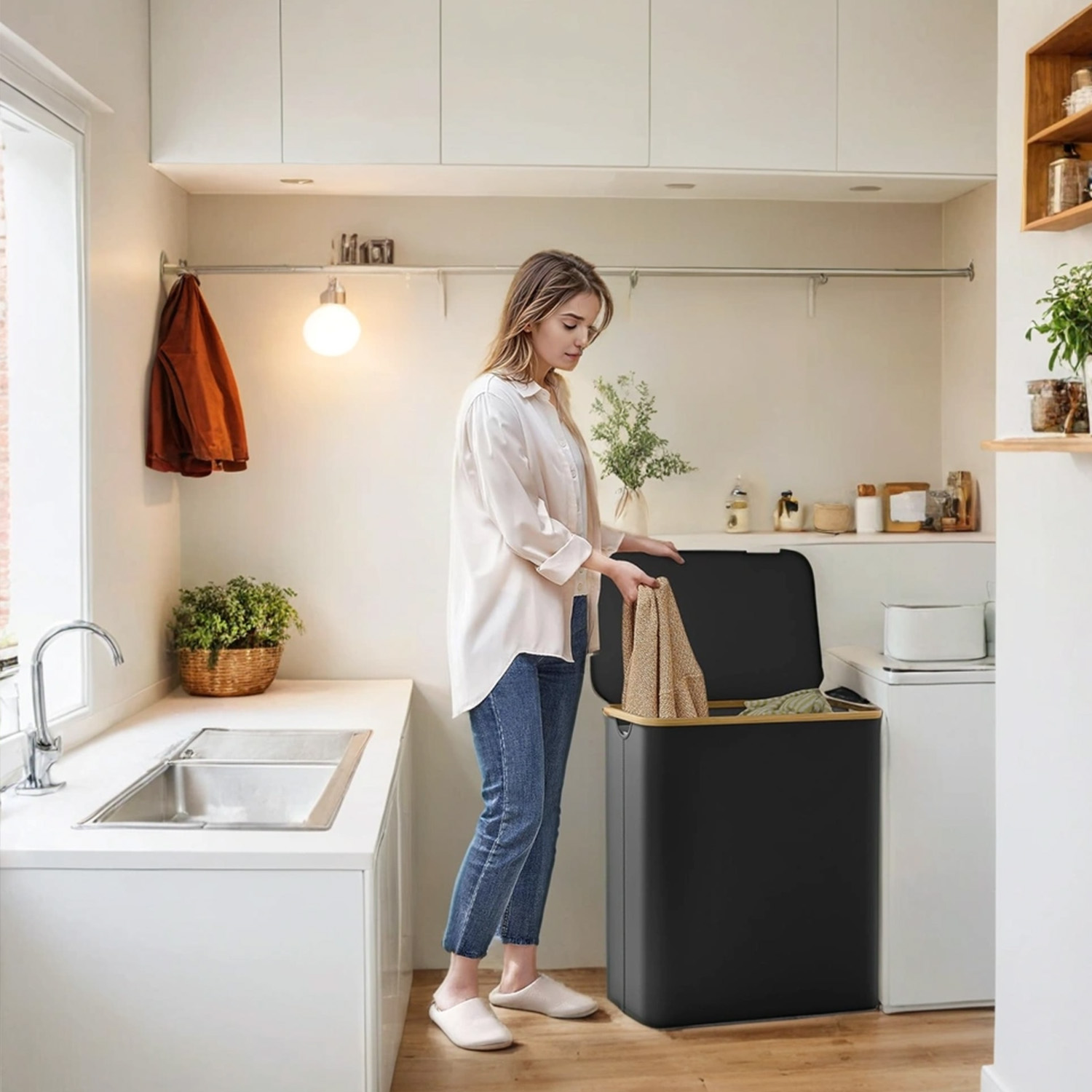 Pesukorv 3 sektsiooni, pesukoguja kaanega, 150 L