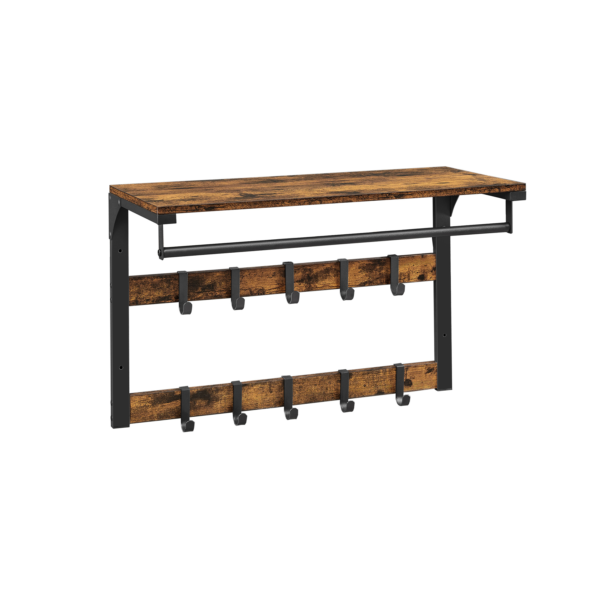 Riidenagi, 10 eemaldatava konksuga vintage pruun