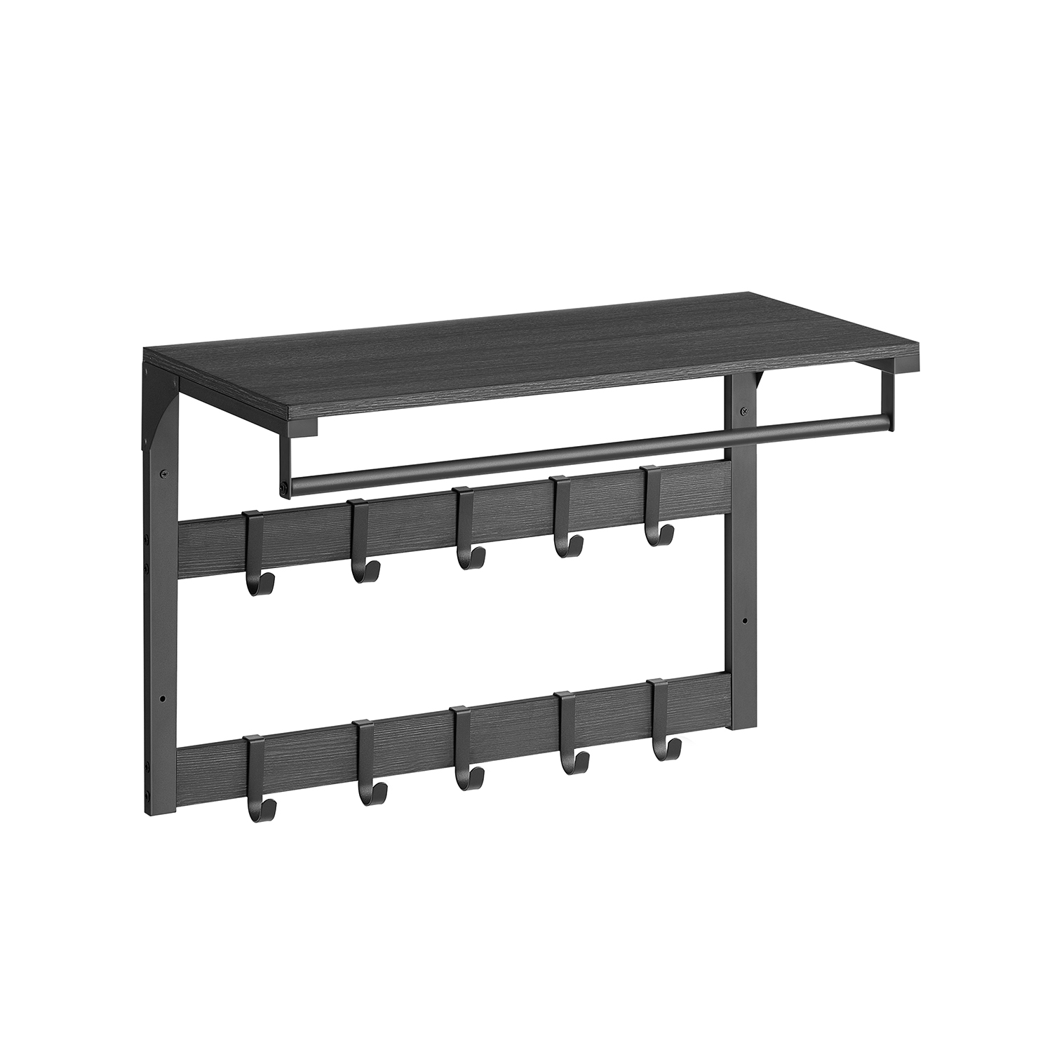 Seinariiul riiuliga ja 10 konksu antratsiithall-must