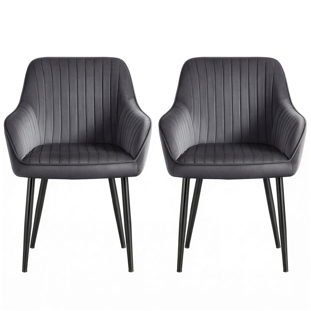 Söögitoa toolide komplekt (2 tk), sametist köögitool, polsterdatud tool käetugede ja metalljalgadega