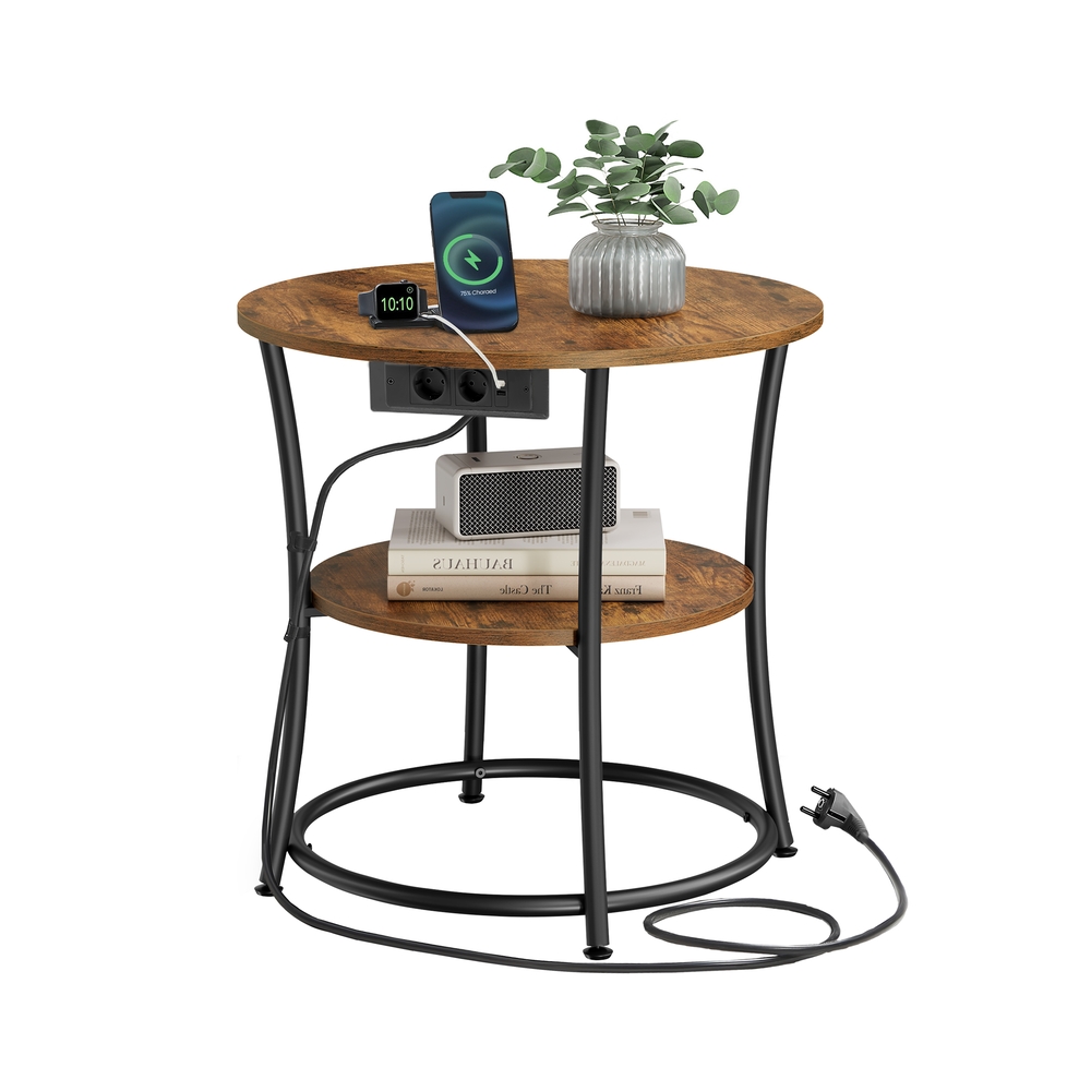 Kahekorruseline kohvilaud pikendusjuhtmega, vintage-pruun ja tindimust