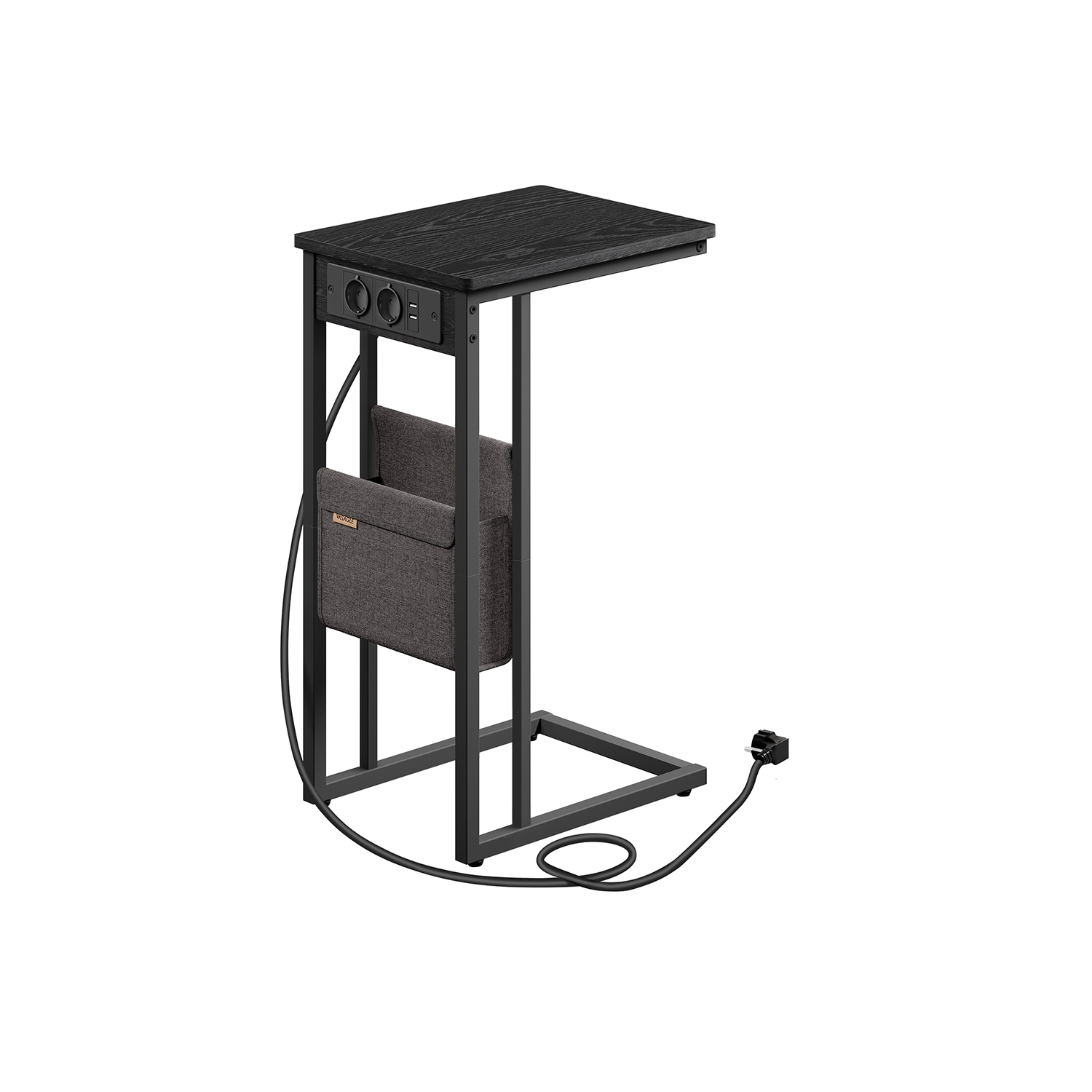 Abilaud, C-kujuline, 2 vahelduvvoolu pistikupesaga, must