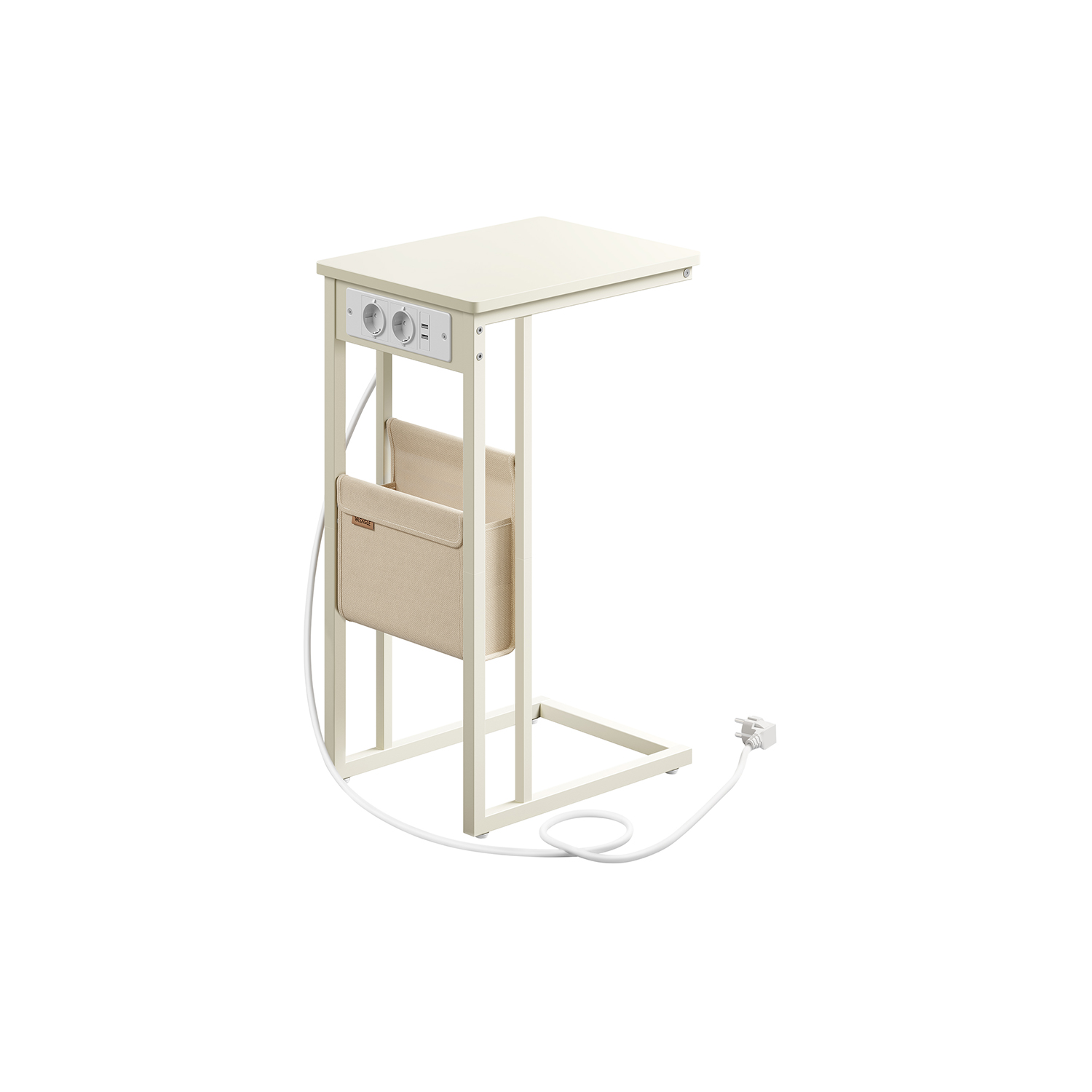 Abilaud, C-kujuline, 2 vahelduvvoolu pistikupesaga, kreemvalge