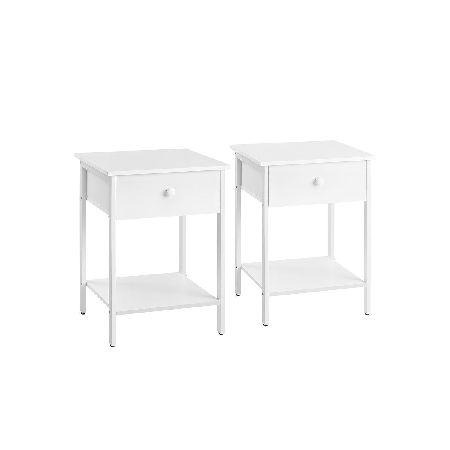 Komplektis 2 külglauda sahtli ja riiuliga mattvalge