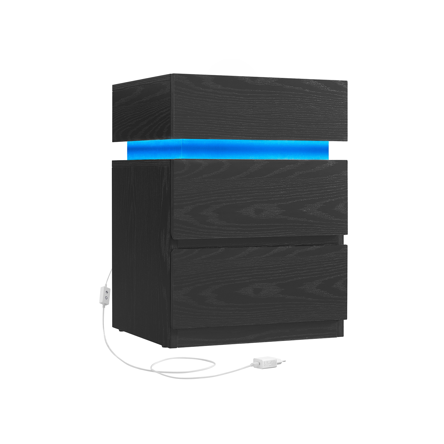 Moodsas valges LED-valgustusega öökapp