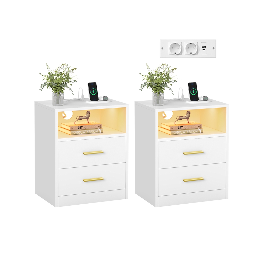 Custos Collection - Öökapp laadimisjaama ja LED-valgustusega, pilvevalge