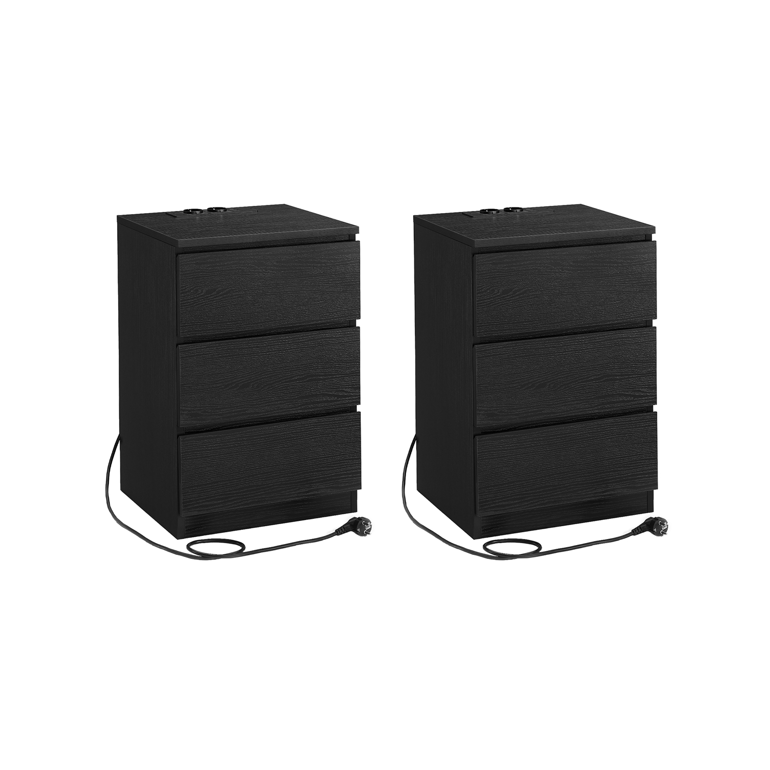 Öökappide komplekt, 2 USB-pesa, kaasaegne eebenipuu must