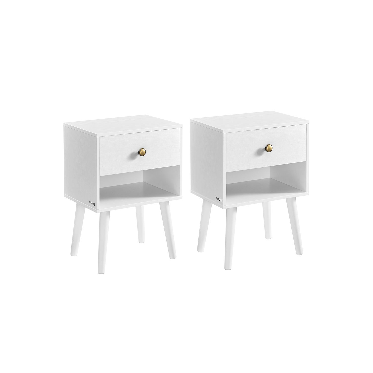 Öökappide komplekt 2tk, 2-osaline sahtli ja riiuliga, 28 x 39 x 55 cm, valge