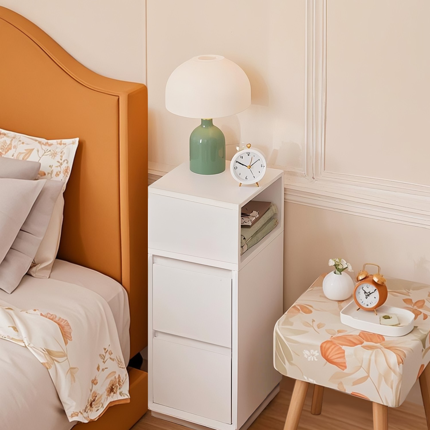 Kitsas öökapp, abilaud 2 sahtli ja avatud riiuliga