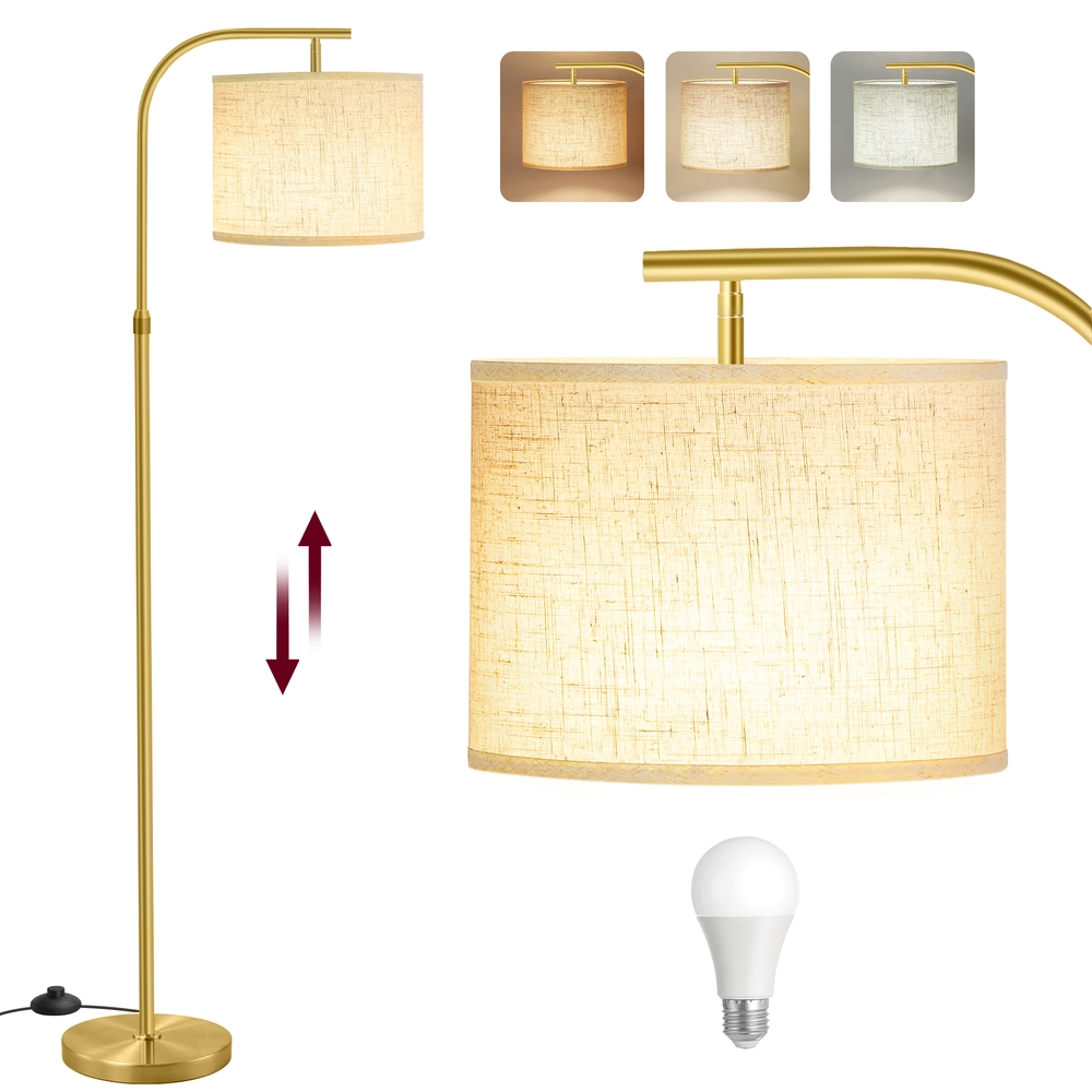 Põrandalamp ja kaarlamp, reguleeritava kõrgusega lugemislamp (150-175 cm), jalg lüliti ja riidest kupliga