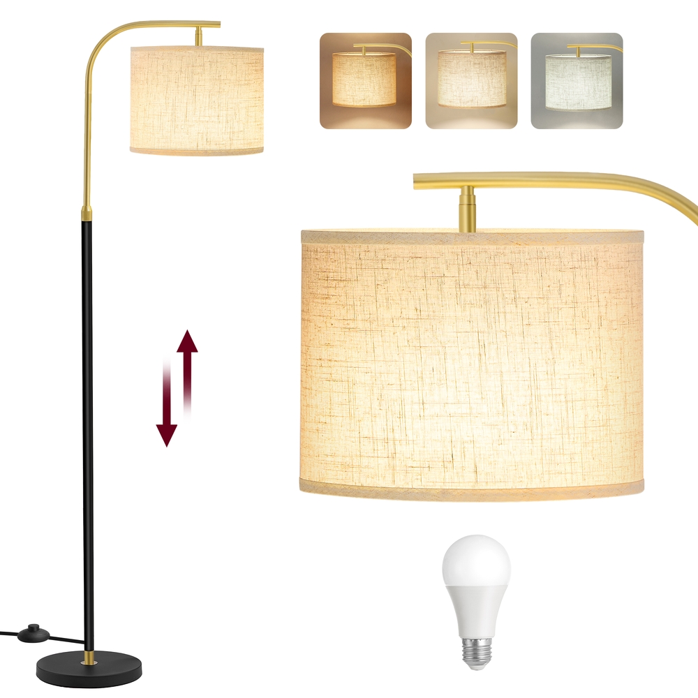 Põrandalamp ja kaarlamp, reguleeritava kõrgusega lugemislamp (150-175 cm), jalg lüliti ja riidest kupliga
