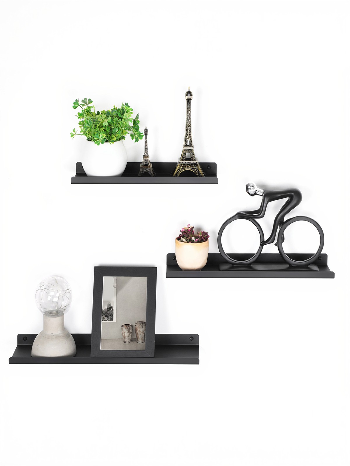 Metallist seinariiulite komplekt, 3-osaline komplekt, dekoratiivsed riiulid elutuppa