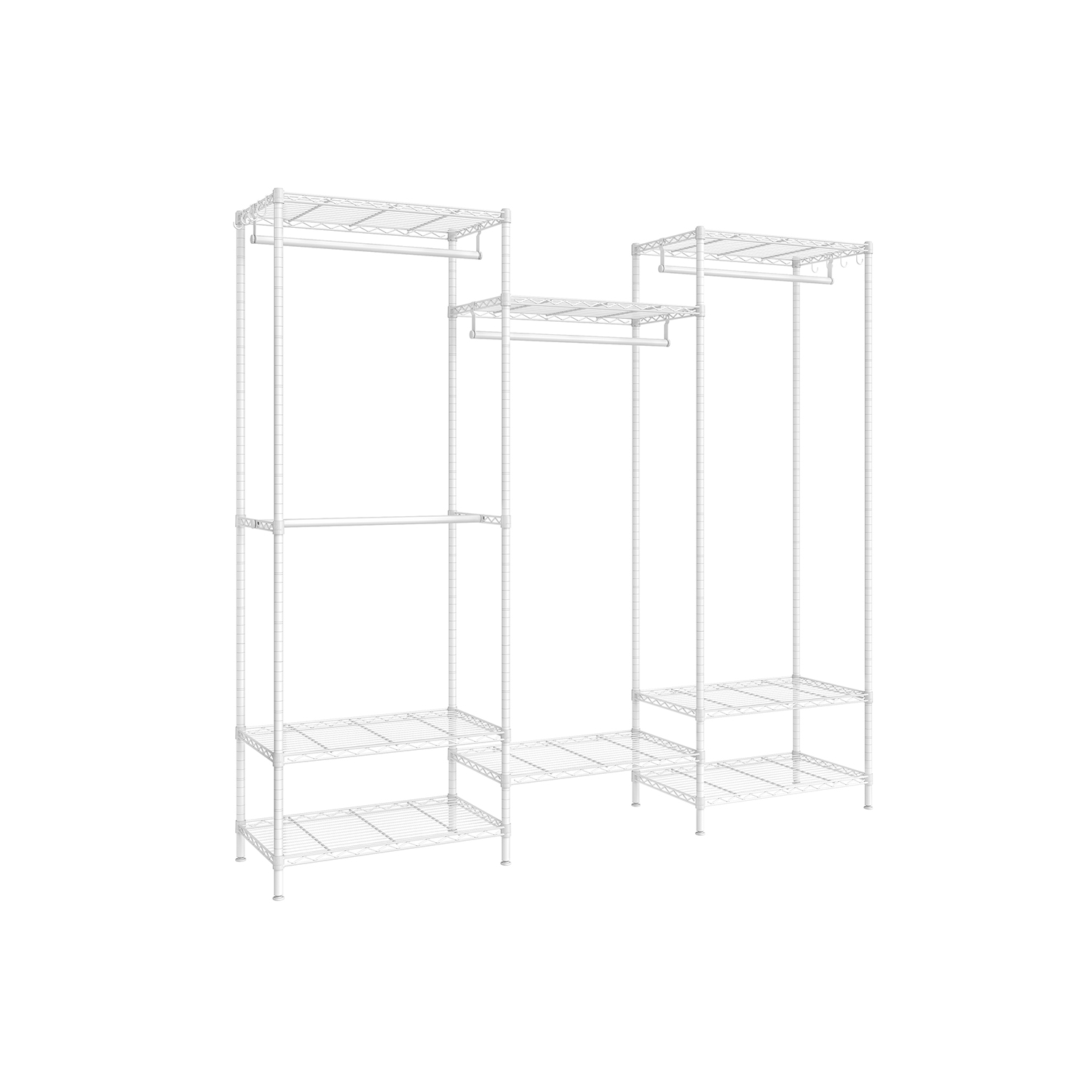 Metallist riidenagi reguleeritavate riiulitega, pilvevalge