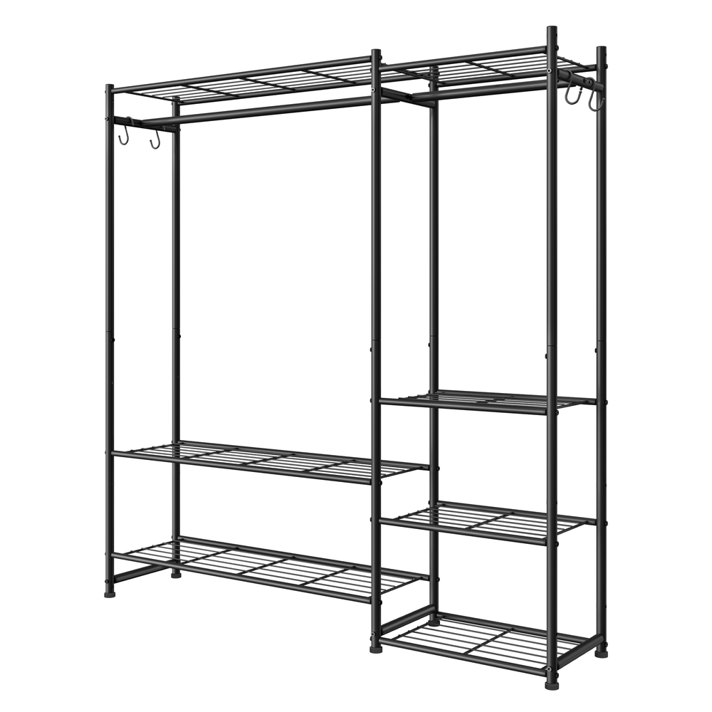 Metallraamiga riidenagi, avatud riidekapp, 7 riiulit