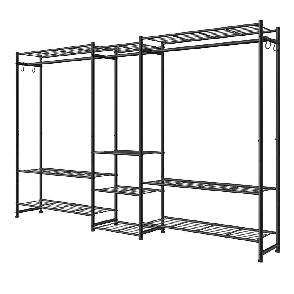 Metallraamiga riidenagi, avatud riidekapp, 10 riiulit