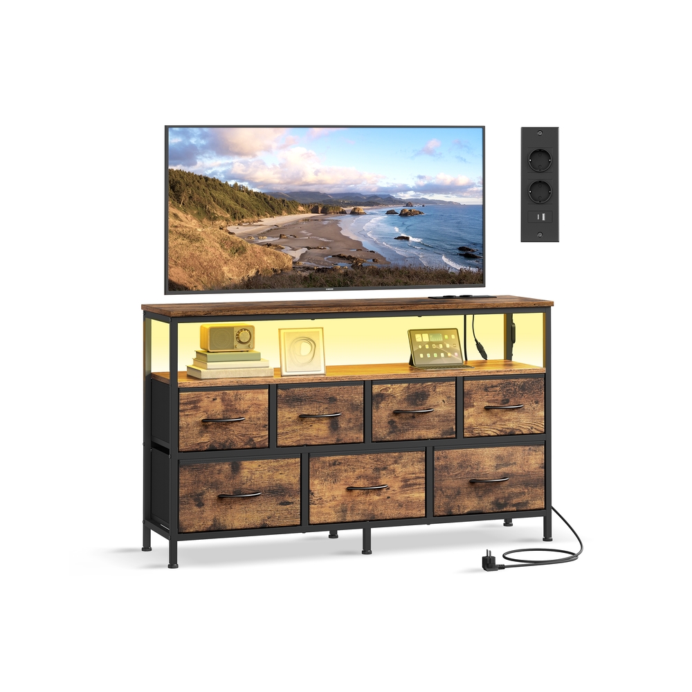 BELLAH kollektsioon - Kummut 7 sahtli ja 1 riiuliga, vintage-pruuni tindiga must