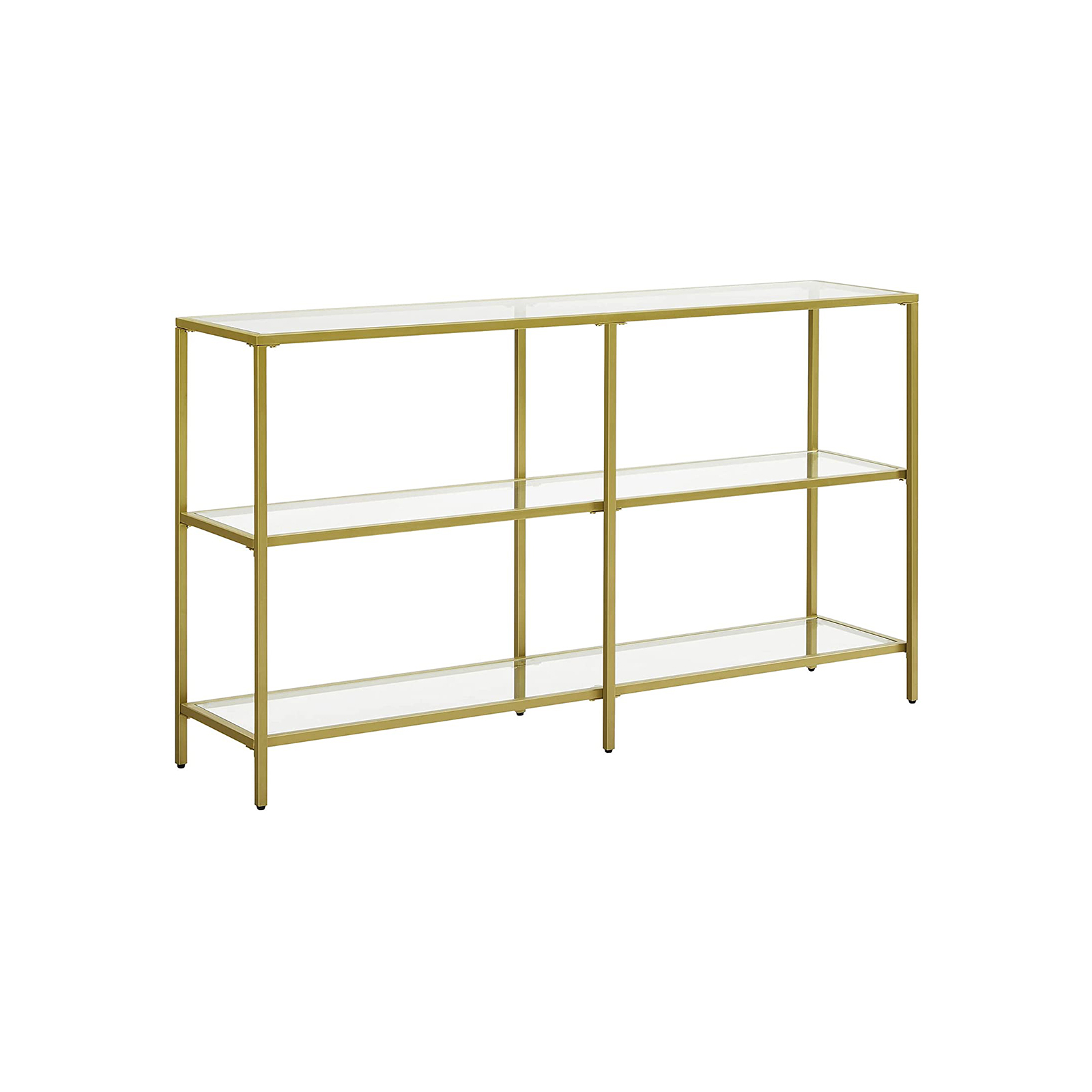 Konsoollaud ja esikulaud 3 tasandiga, karastatud klaasist riiulid, metallraam, 130 x 30 x 73 cm
