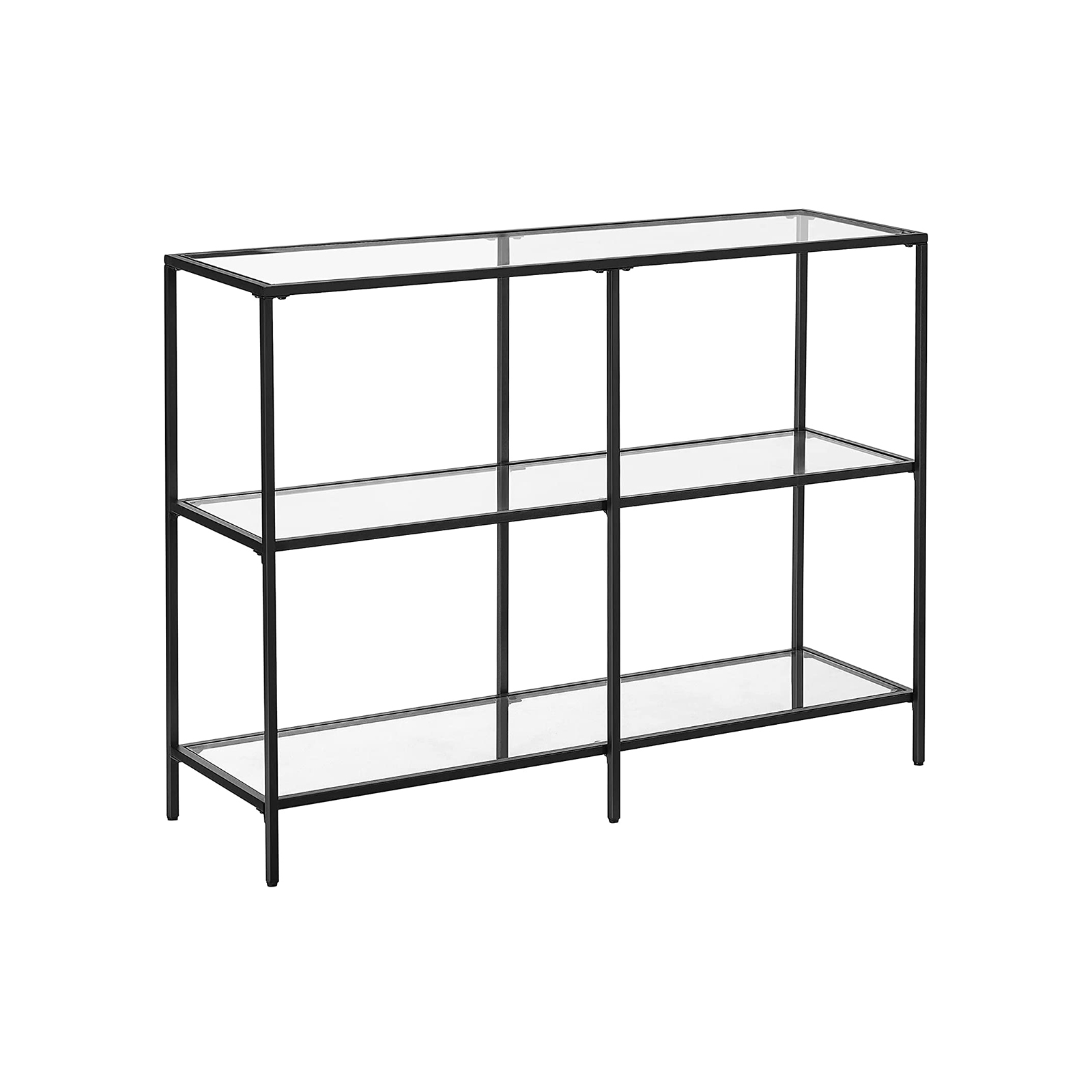 Konsoollaud ja esikulaud 3 tasandiga, karastatud klaasist riiulid, metallraam, 100 x 30 x 73 cm
