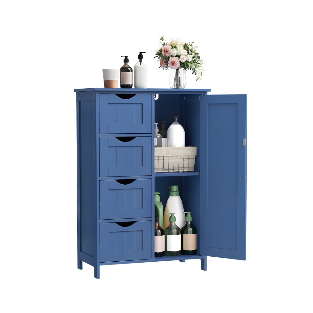 Vannitoa kapp 4 sahtli ja 1 reguleeritava riiuliga kapiga, sadamasinine