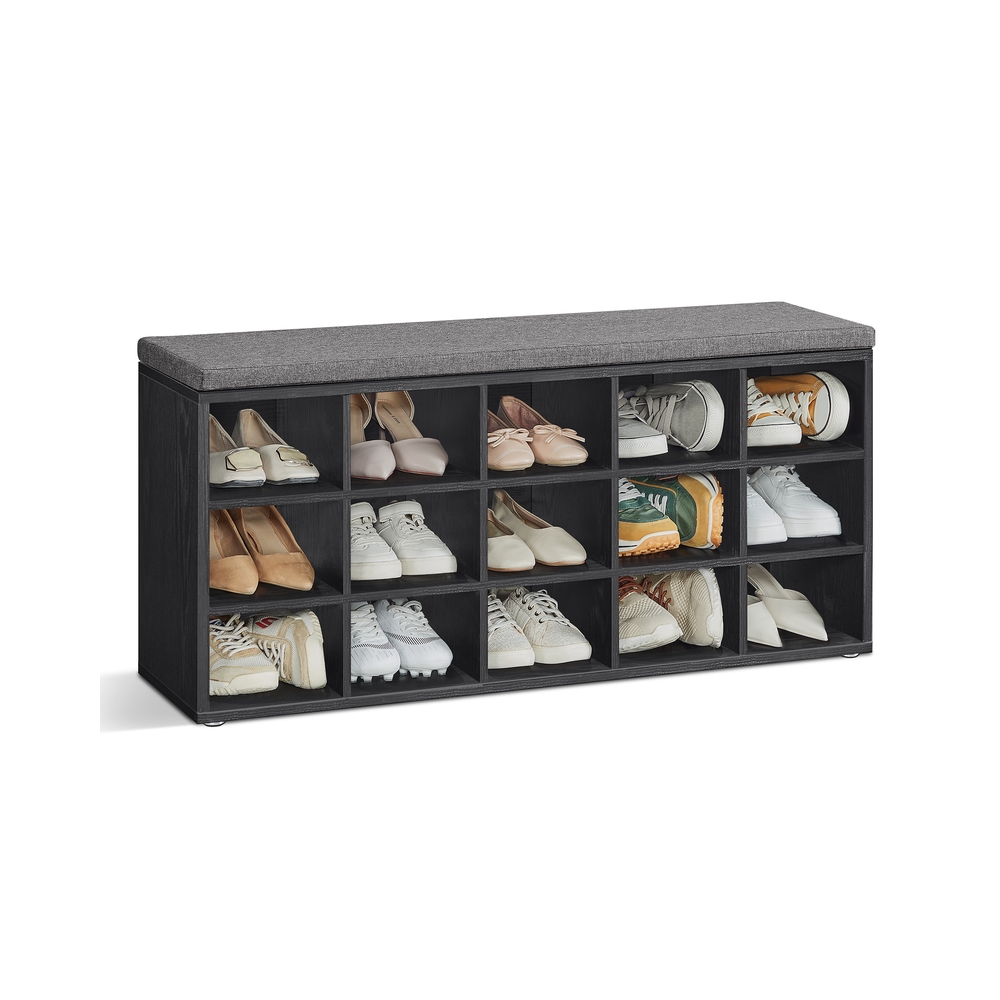 Jalanõudepink padja ja 15 sektsiooniga, eebenipuu must-kiltkivihall