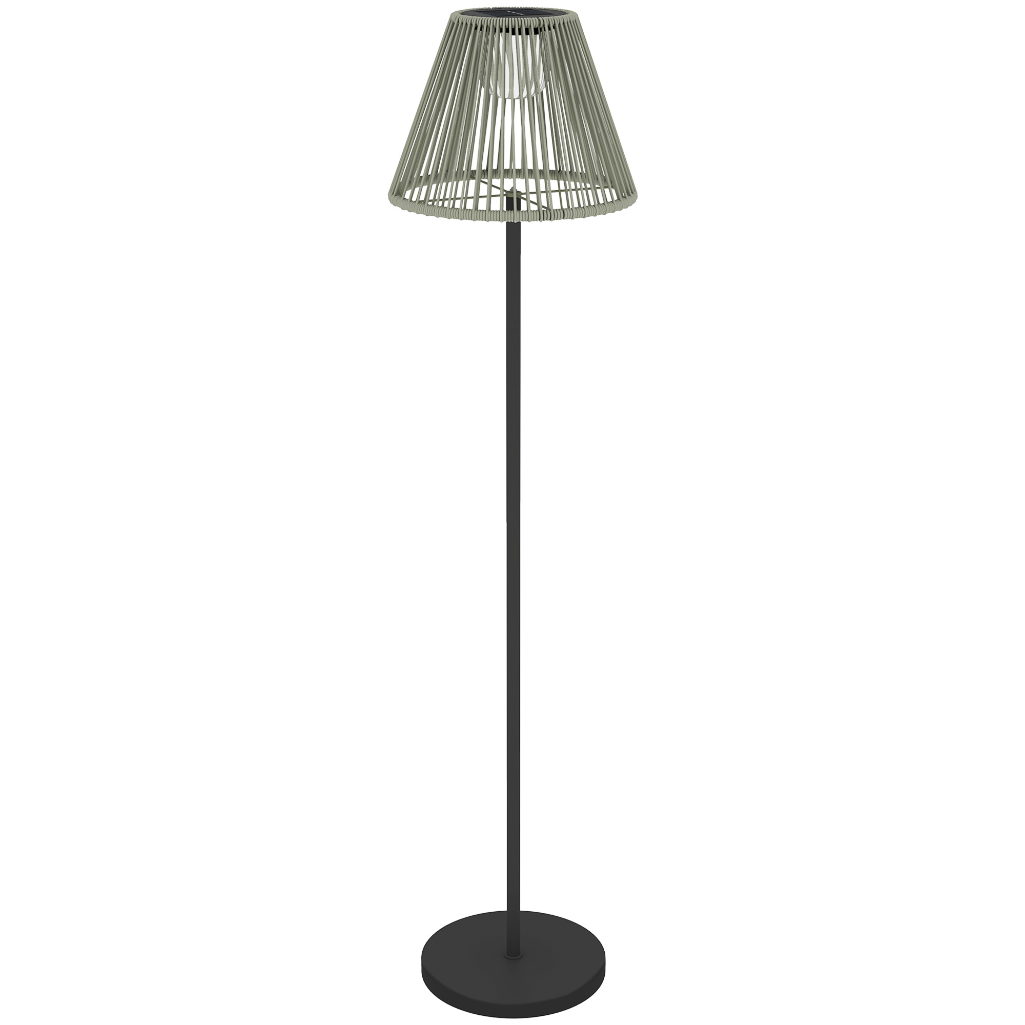 Päikeseenergial töötav põrandalamp, rotangist stiilis, päikeselambid valgussensoriga, 25 LED-tuld, boheemlaslikus stiilis päikesevalgusti, Ø33 x 135 cm