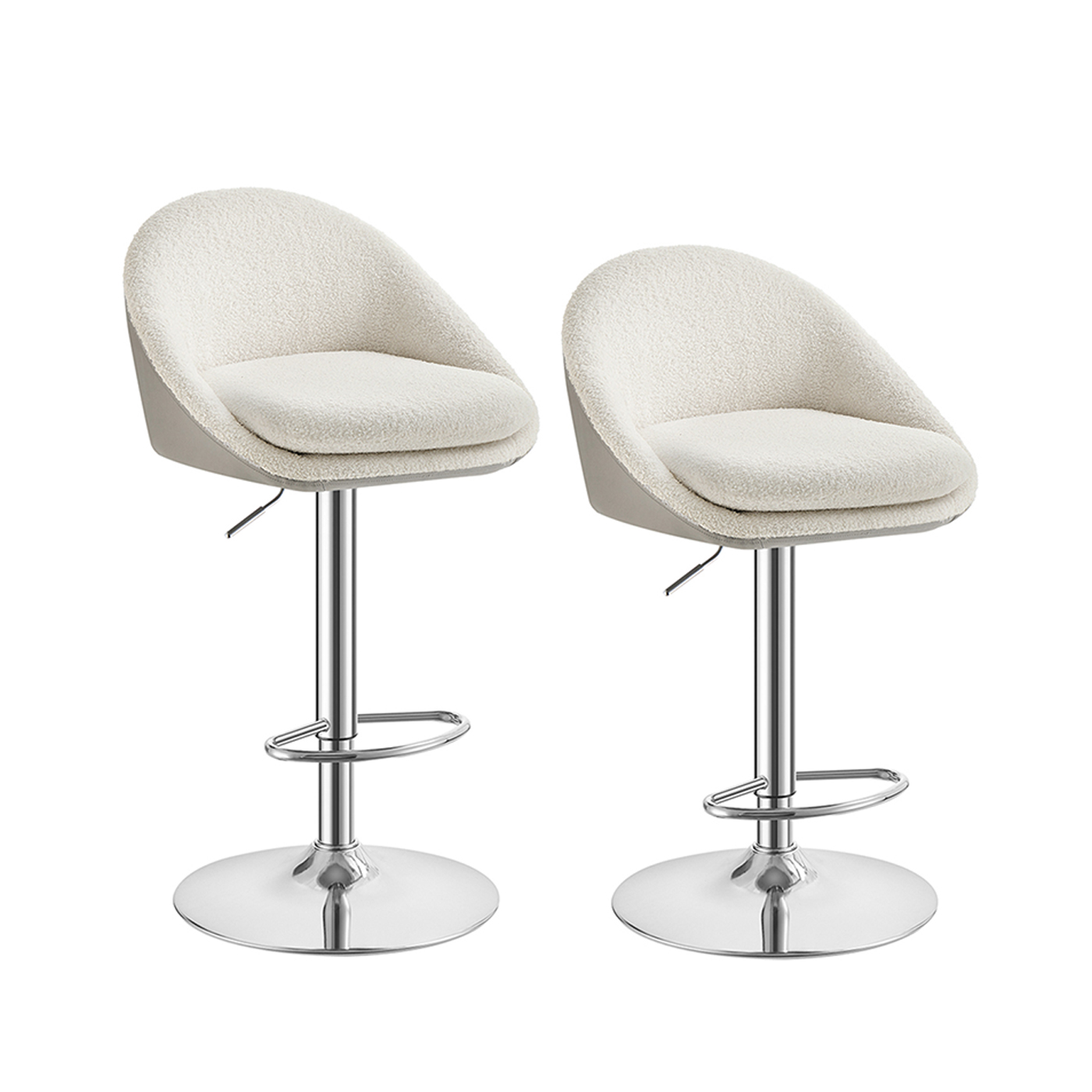 Baaripukkide komplekt, 2 tk, reguleeritava kõrgusega, kreemvalge-hõbehall