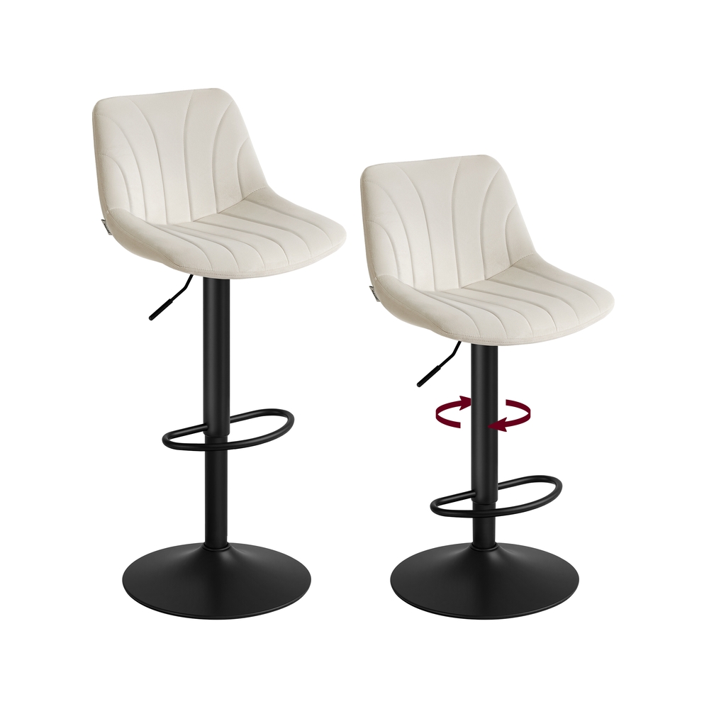 Baaritoolide komplekt 2, seljatoe ja pöörleva istmega, kreemvalge